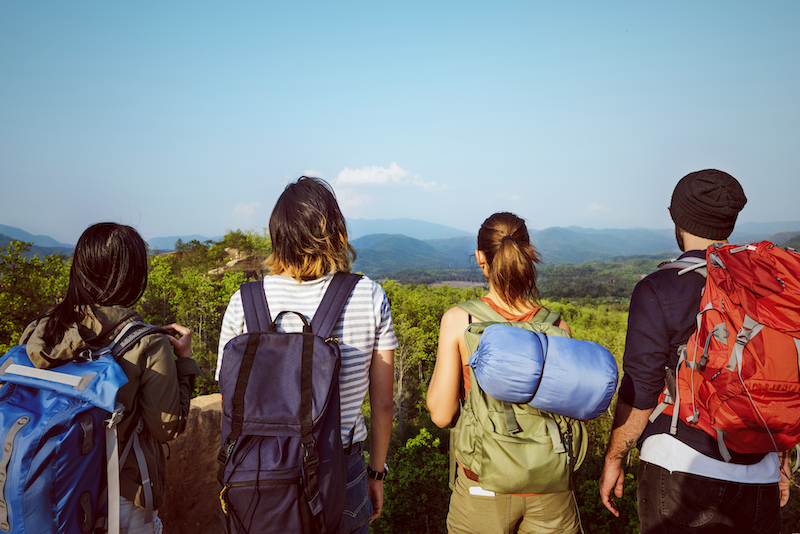 backpacker camping hiking journey travel trek concept